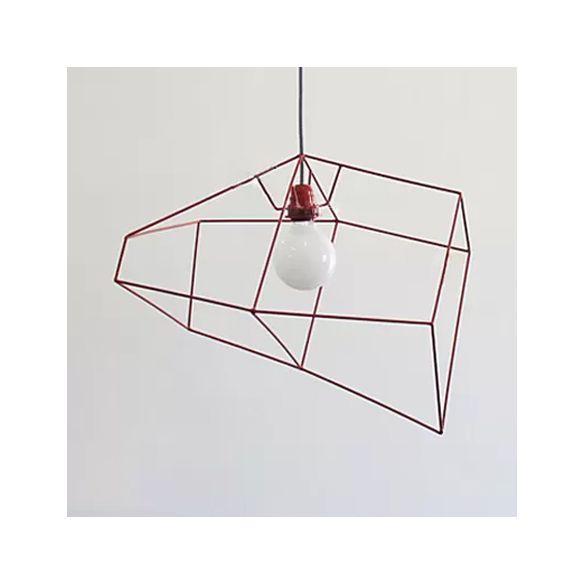 Simple 1 Light Suspension Light with Metal Shade Red/Yellow/Black Abstract Ceiling Pendant Light