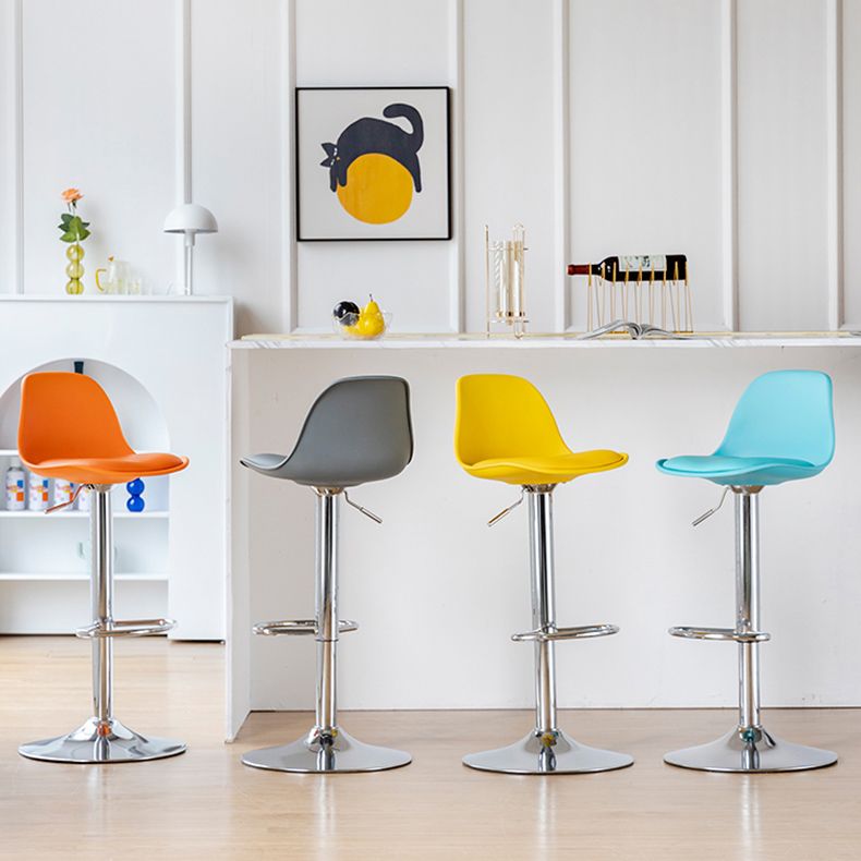 Living Room Nordic Liftable Barstool Leather Bar Stool with Silver Base