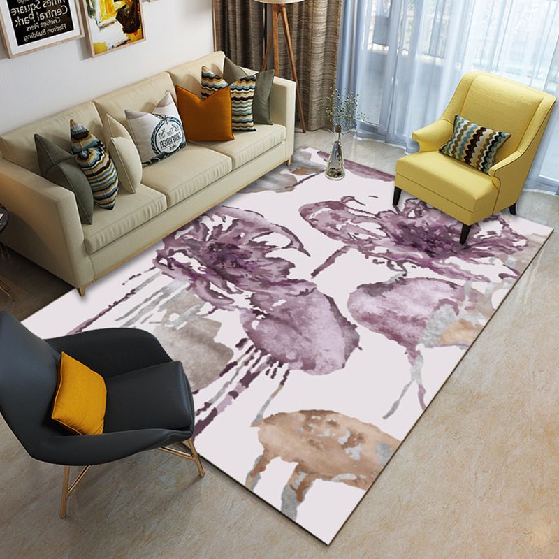 Multi Color Geometrical Rug Synthetics Contemporary Area Carpet Pet Friendly Non-Slip Backing Washable Rug for Living Room