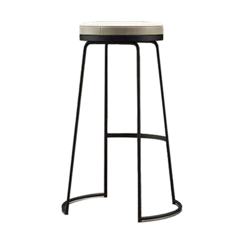 Modern Backrest Armless Counter Stool Metal Bar High Stool with Leather Cushion
