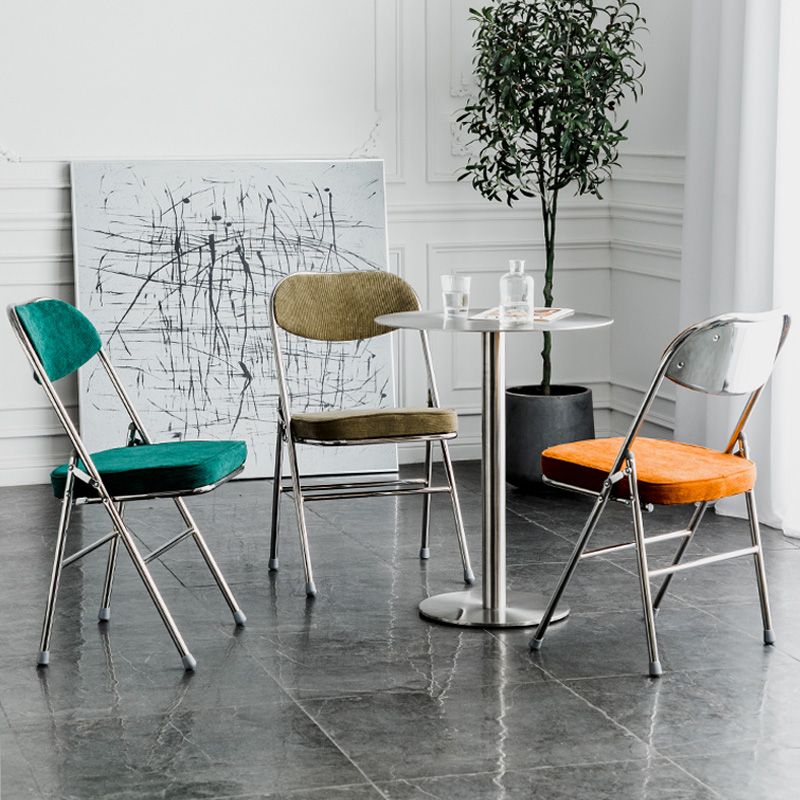 Sillas de comedor estilo Glam, sillas laterales sin brazos de cocina con patas de metal