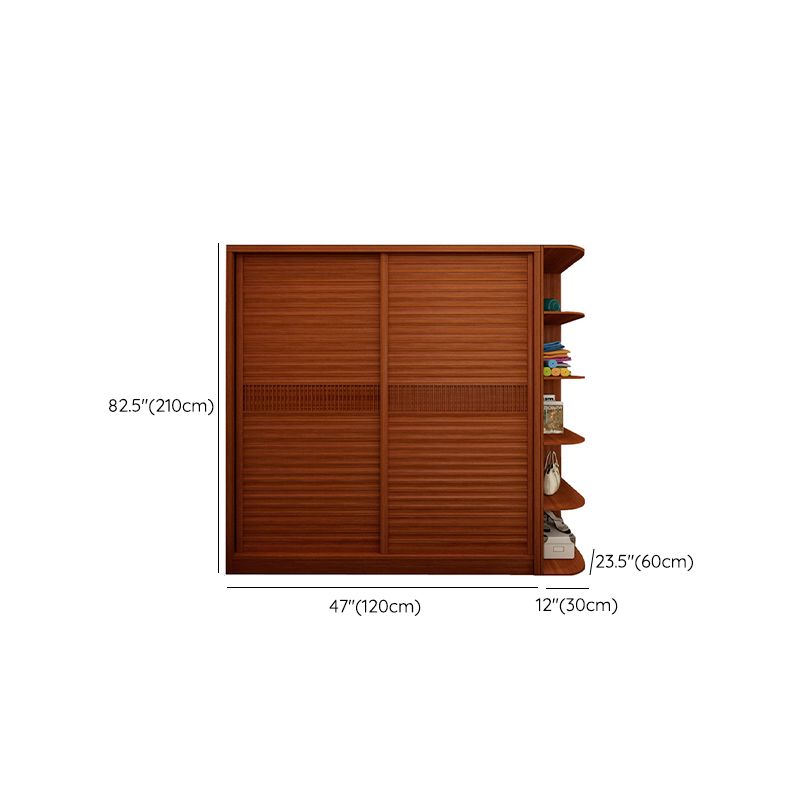 Brown Engineered Wood Wardrobe with Sliding Doors Modern Cabinet for Bedroom