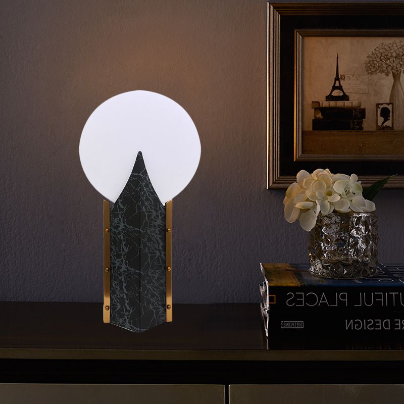 Panneau rond acrylique Light Light Modern 1 Light Black Creative Table Lampe avec base en acier inoxydable