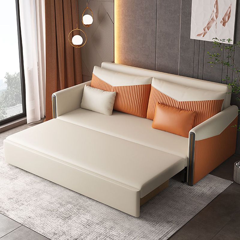 Glam Futon Sofa Bed Storage Drawers Sleeper Sofa Faux leather Sofa Futon