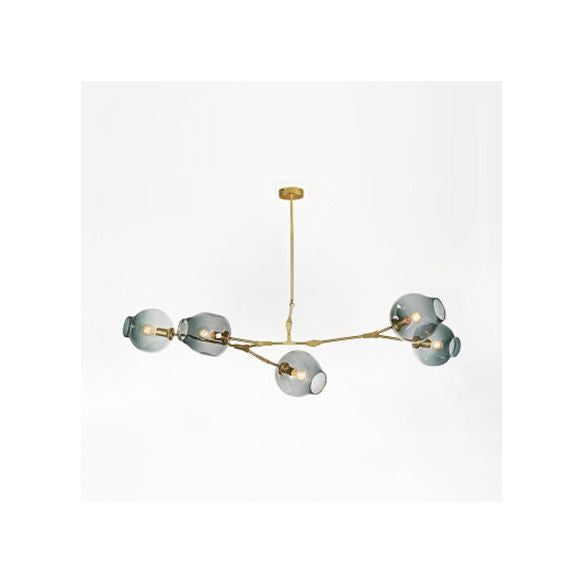 Blasen Kronleuchter Leuchte mit Ballschatten moderner Glas 5/6/7 Lichter Schwarz/Gold Finish Deckenbeleuchtung