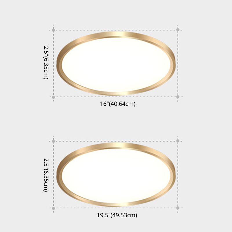 LED Bedroom Flush Ceiling Light Fixture Modern Gold Flush Ceiling Light with Circle Metal Shade
