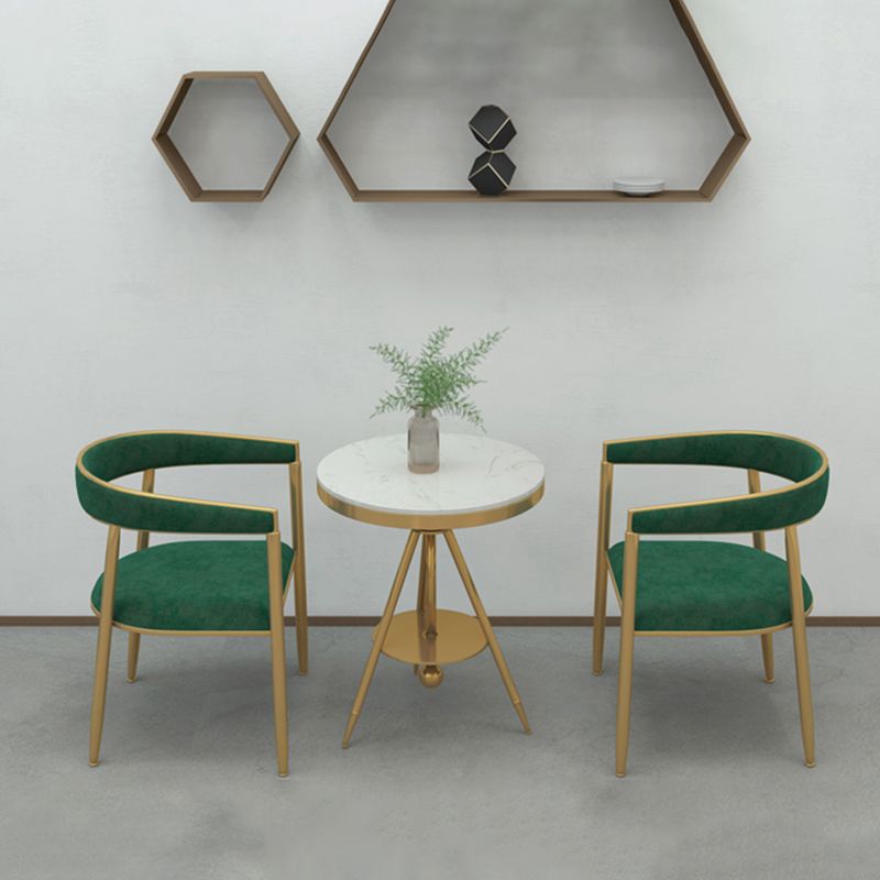 Silla de comedor de metal Glam, sillas laterales de comedor de terciopelo sin brazos para uso doméstico