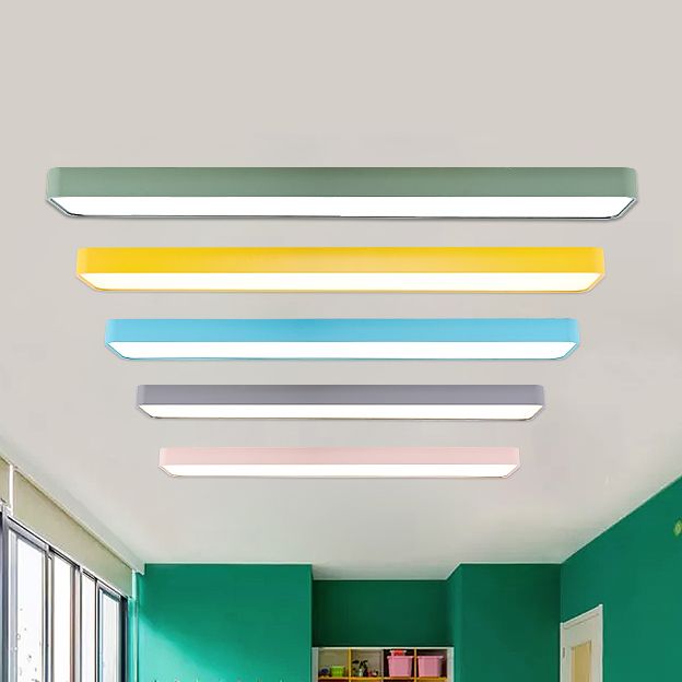 Rectangle Shape Ceiling Lamp Modern Aluminium 1 Light Flush Mount for Kindergarten