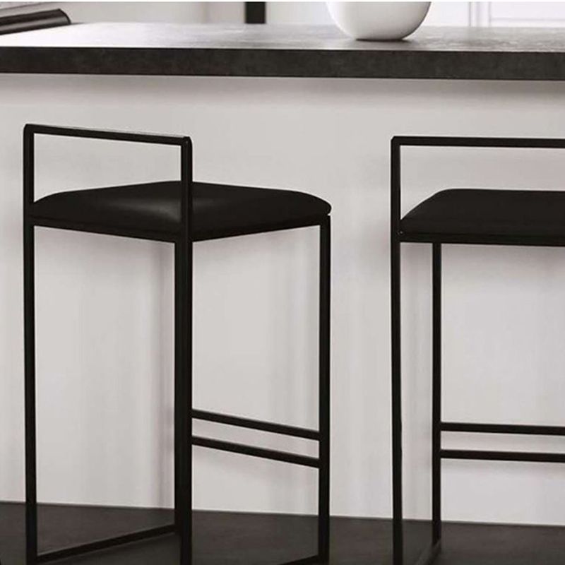 Industrial Low Back Stool Rectangle Upholstered Bar Stools for Living Room