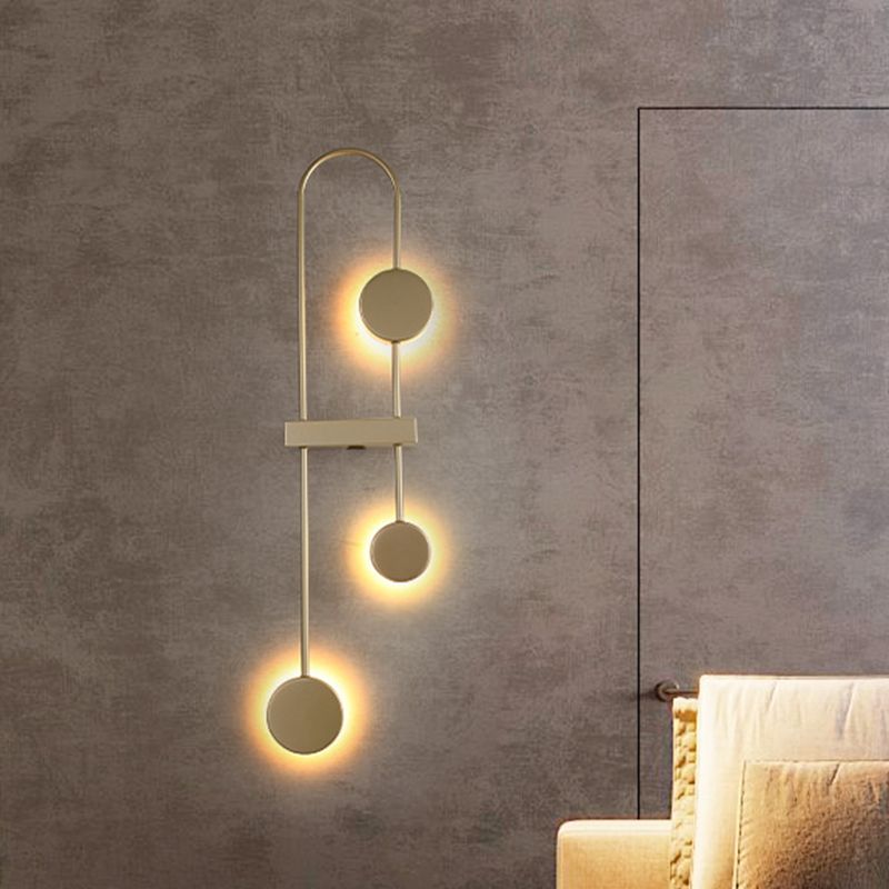 Black/Gold Arched Sconce Minimalism 3 Heads Metal LED Wall Mounted Light Fixture, Warm/White Light