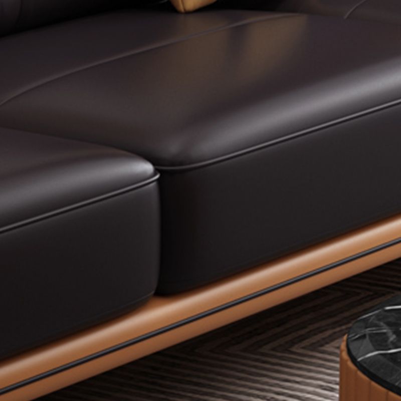 Contemporary Square Arm Genuine Leather Stain-Resistant Sofa & Chaise