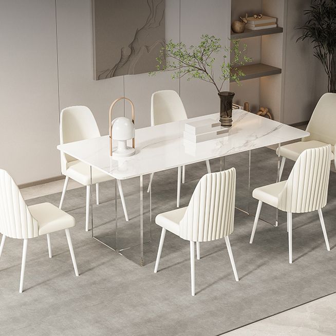 Sintered Stone Dining Table Modern Acrylic Base Table for Kitchen