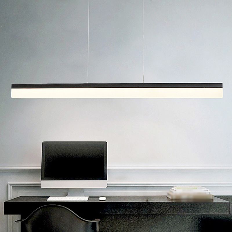 Black Ultrathin Linear Ceiling Lamp Simple 23.5"/35.5"/47" Wide LED Acrylic Hanging Pendant for Office