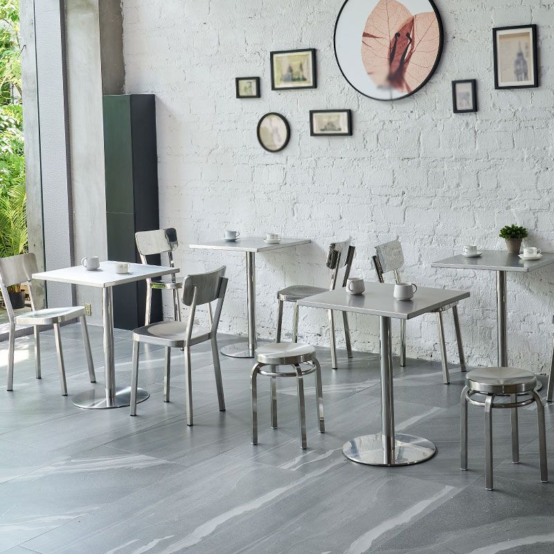 Industrial Style Stainless Steel Dining Table Square Table for Dinning Room