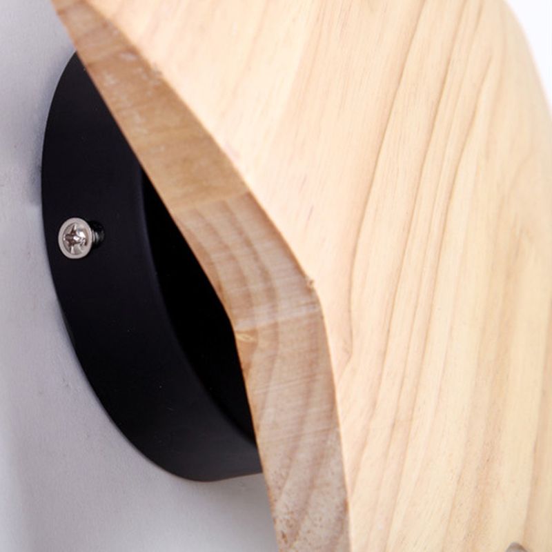 Modern LED Sconce Light Fixture Wood Star-Shaped Wall Sconce Lighting with Wooden Shade