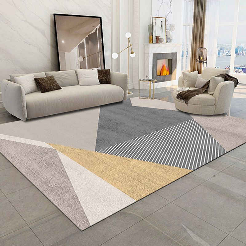 Bold Geometric Area Rug Modern Indor Rug Washable Polyester Non-Slip Carpet for Home Decor