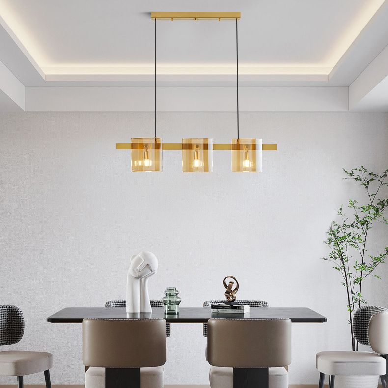 Glass Rectangle Island Light Fixtures Modern Multiple-Light Island Pendant