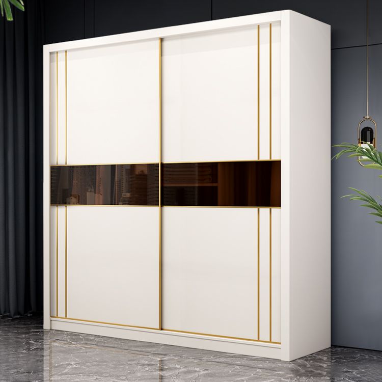 Contemporary Wooden Wardrobe White Wardrobe Closet with Sliding Door