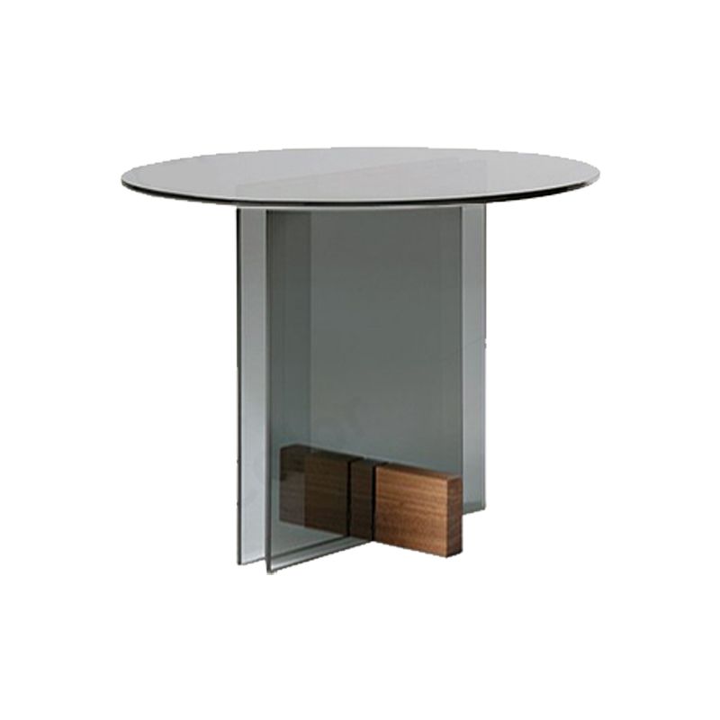 Contemporary Glass Top Abstract Round Living Room Side End Table