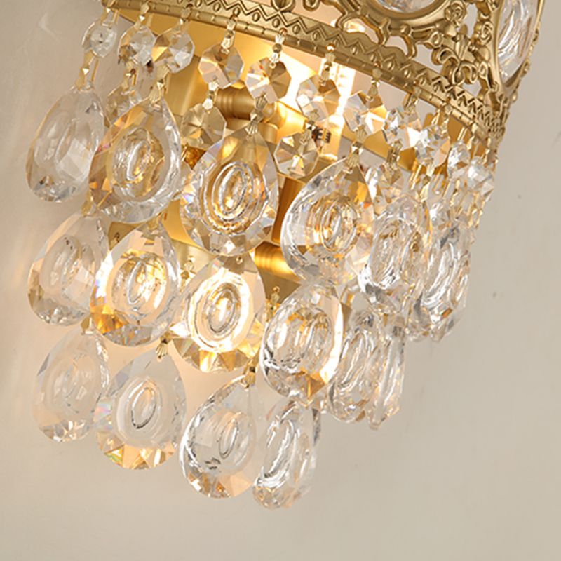 Contemporary Style Crown Wall Sconce Light Simplicity Wall Lamp with Crystal Shade