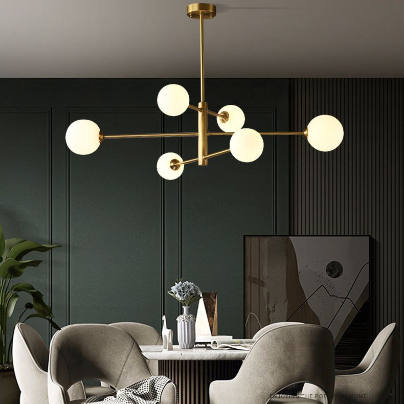 Lumo lampadario a forma di globo in vetro Flaccura illuminata moderna a soffitto a sospensione bianca