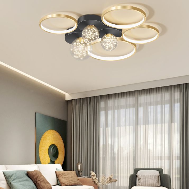 Nieuwe Moderne LED Metalen Flush Licht 1-Licht Zwart Flush Mount Plafond Licht voor Woonkamer
