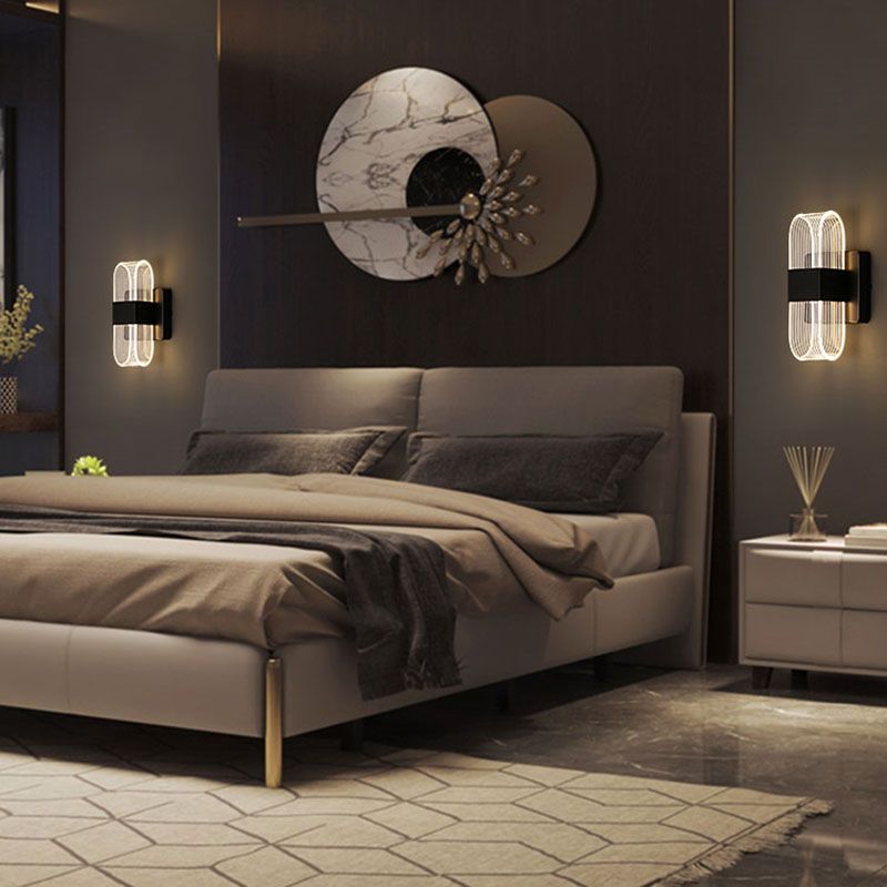 Zeitgenössische LED -Wandleuchter ovales Aluminiumwandmontage Licht für Schlafzimmer