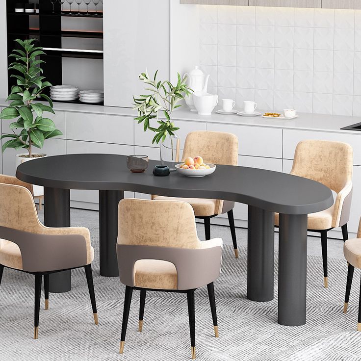Nordic Solid Wood Table for Restaurant Unique Shape Table with 4 Legs