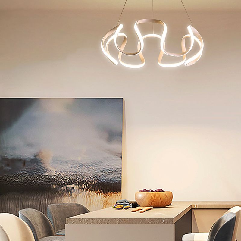 Contemporary Wave Chandelier Lights Metal 1 Light Chandelier Pendant Light