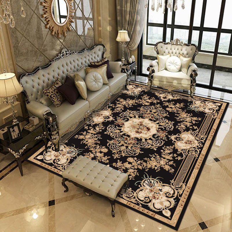 European Indoor Rug Modern Medallion Pattern Area Rug Washable Carpet with Non-Slip Backing
