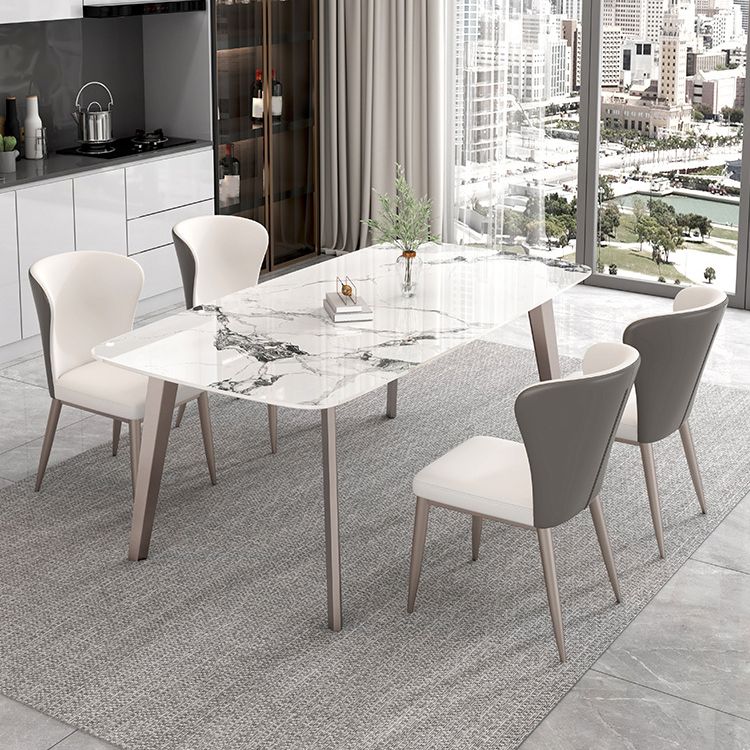 Contemporary Stone Dining Table Set 1/2/5/7 Pieces Dining Set for Home Use