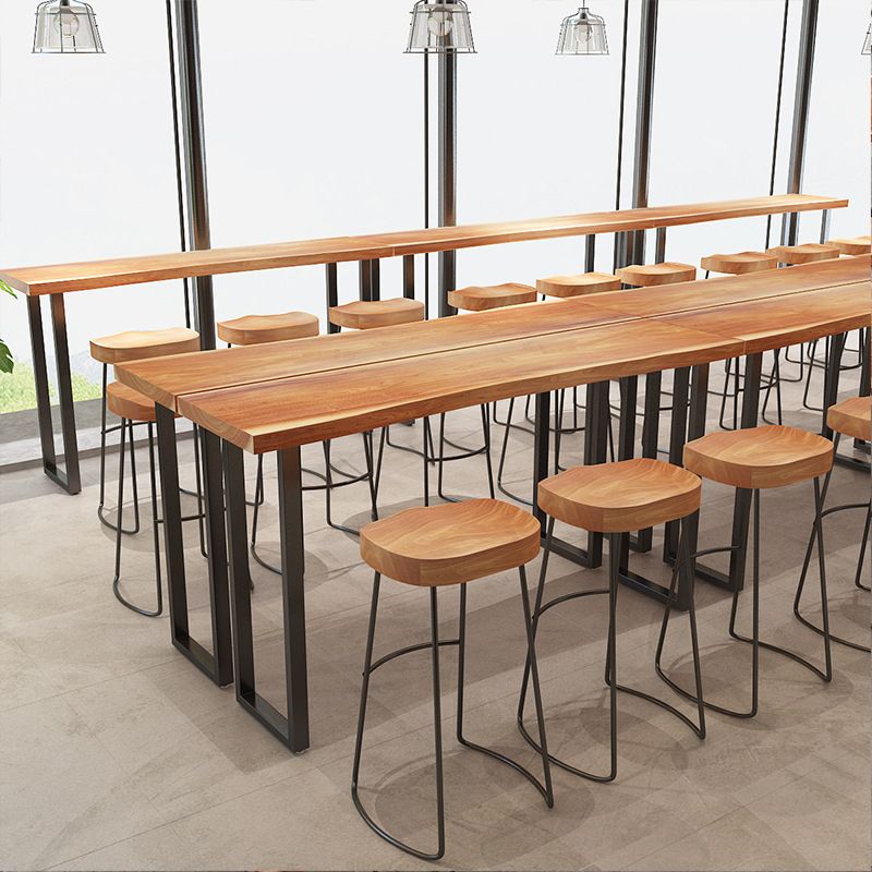 Industrial Solid Wood Bar Table Set 1/2/4/7 Pieces Counter Table with Backless Stools