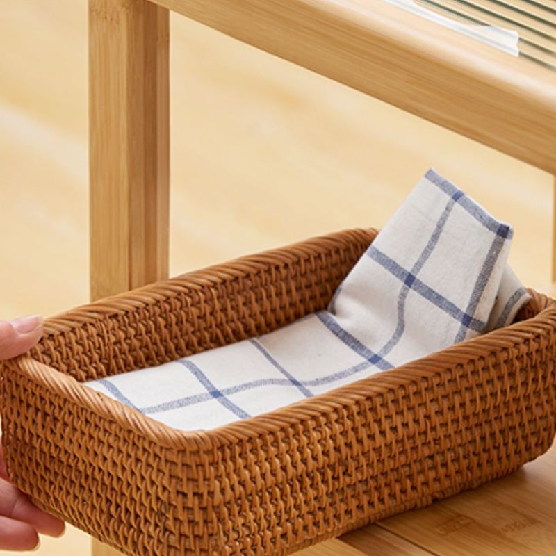 Rectangular Side End Table Living Room with Storage Block Corner Table