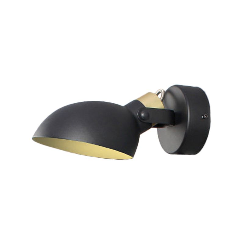 Bowl Shade Metallic Wall Sconce Light Contemporary 1 Light Black/White Finish Wall Lamp for Bedroom