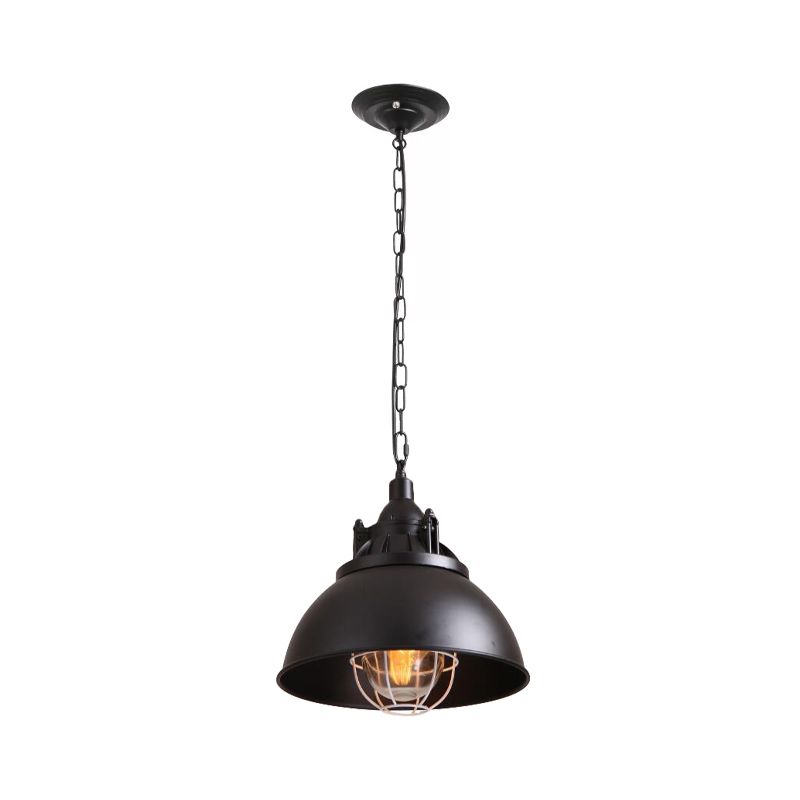 1 Head Metal Pendant Lighting Factory Black Domed Living Room Hanging Ceiling Light with Clear Glass Shade