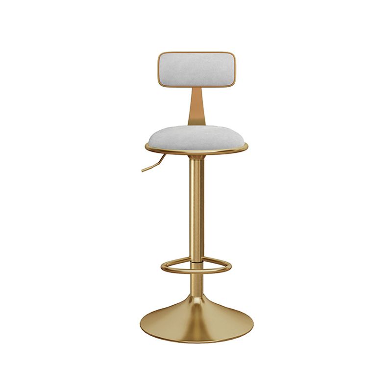 Glam Gold Metal Barstool Upholstered Stool in Matte Finish for Indoor