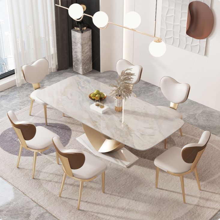 Luxury Sintered Stone Top Dining Set Rectangle 1/4/5/7/9 Pieces Dining Table Set