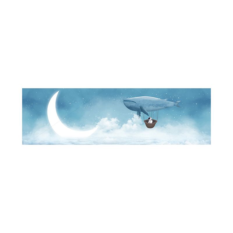 Soft Color Illustrated Whale Wrapped Canvas Textured Children's Art Living Room Wall Decor