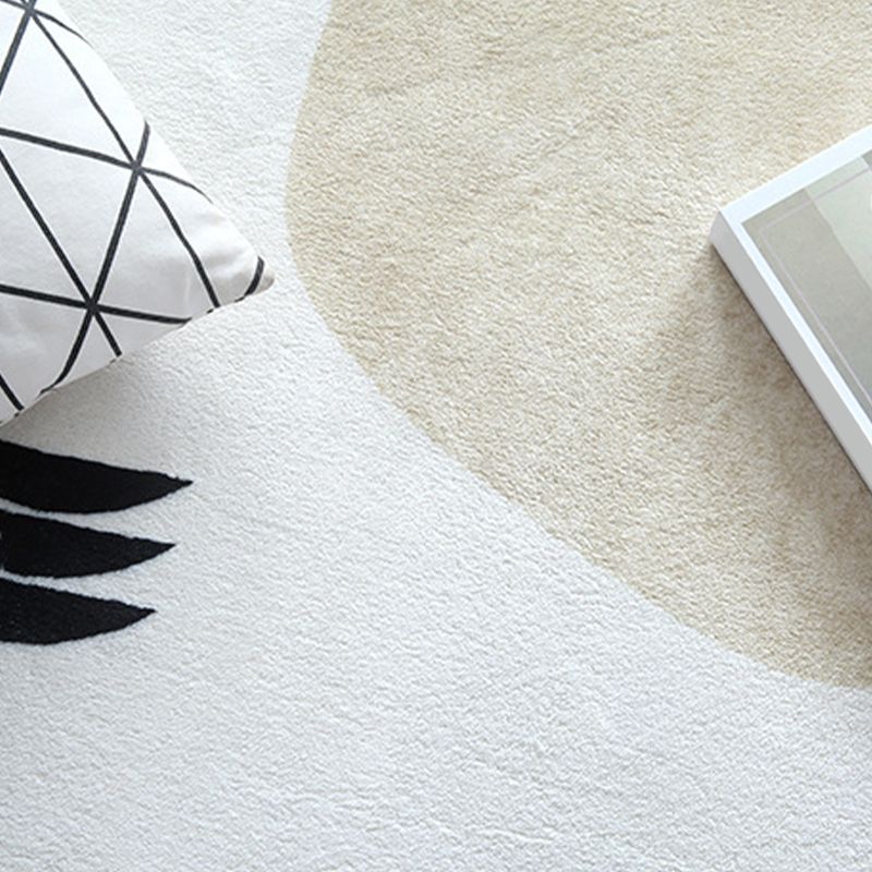 Modern Beige Rug Polyester Color Lump Rug Washable Rug for Living Room