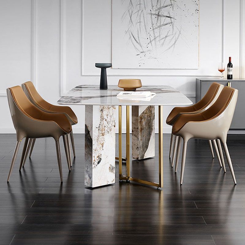 Silla de comedor de metal de estilo moderno, sillas laterales con brazo de comedor para cocina (juego de 2)