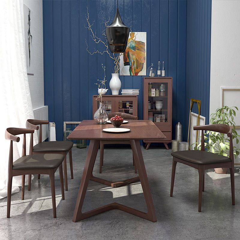 Contemporary 1/4/5 Pieces Furniture Rectangle Solid Wood Dining Table Set in Brown