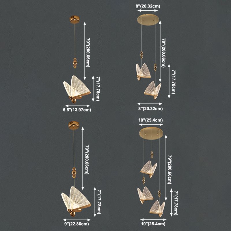 Lampe suspendue à LED en or acrylique dans le style en alliage zinc moderne de style artistique