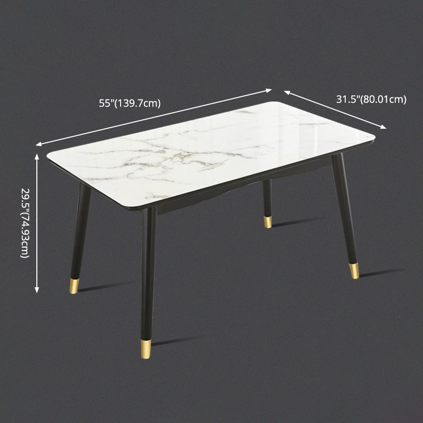 Scandinavian Rubber Wood Shelf Dining Table Rectangle Formal Dinette Set for Kitchen