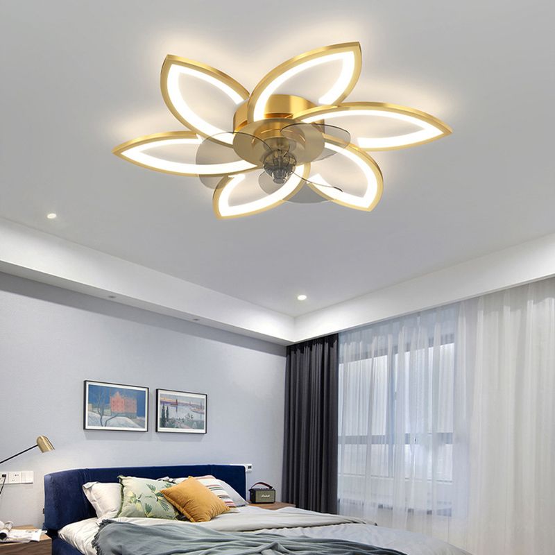 Modern Style Ceiling Fan Light LED Ceiling Mount Lamp with Acrylic Shade for Living Room