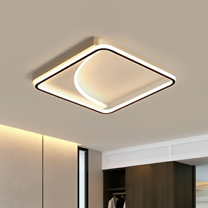Minimalistic Ceiling Flush Light Black Square LED Flush Mount Fixture with Acrylic Shade