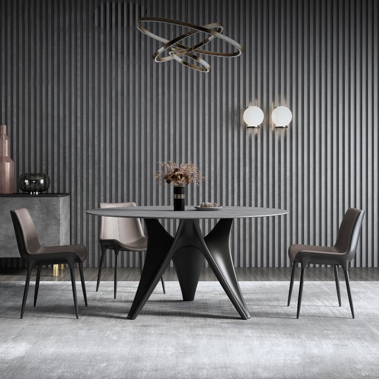 Round Stone Table Modern Style Dining Site Table With Tripod Base