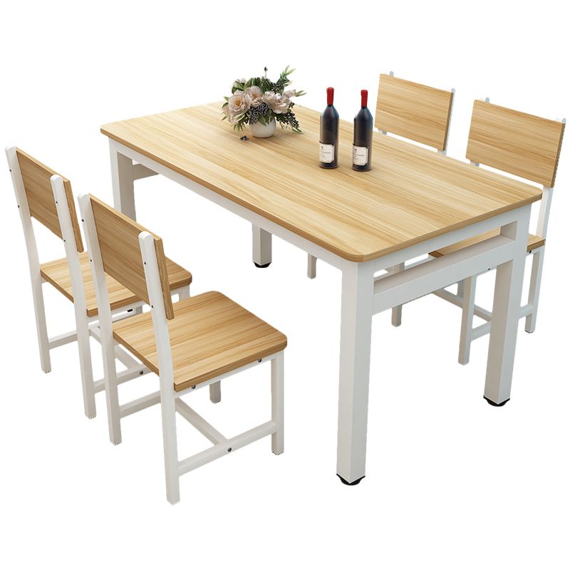 Minimalist Wooden Dining Room Set with White Base Formal Dining Table Furniture