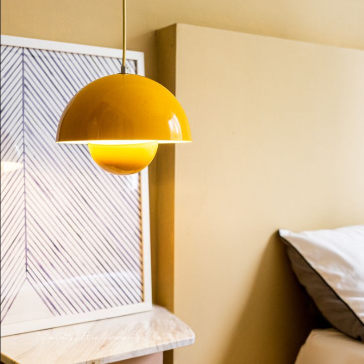 1 Light Metal Suspension Pendant Modern Semi Spheres Dining Room Hanging Light Fixtures