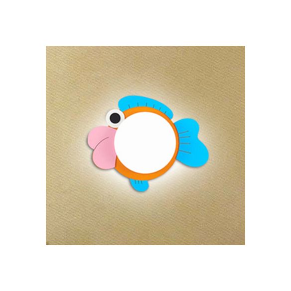 Cartoon Fish Wall Light Legno leggero e applique a parete a LED acrilico per ragazzi camera da letto