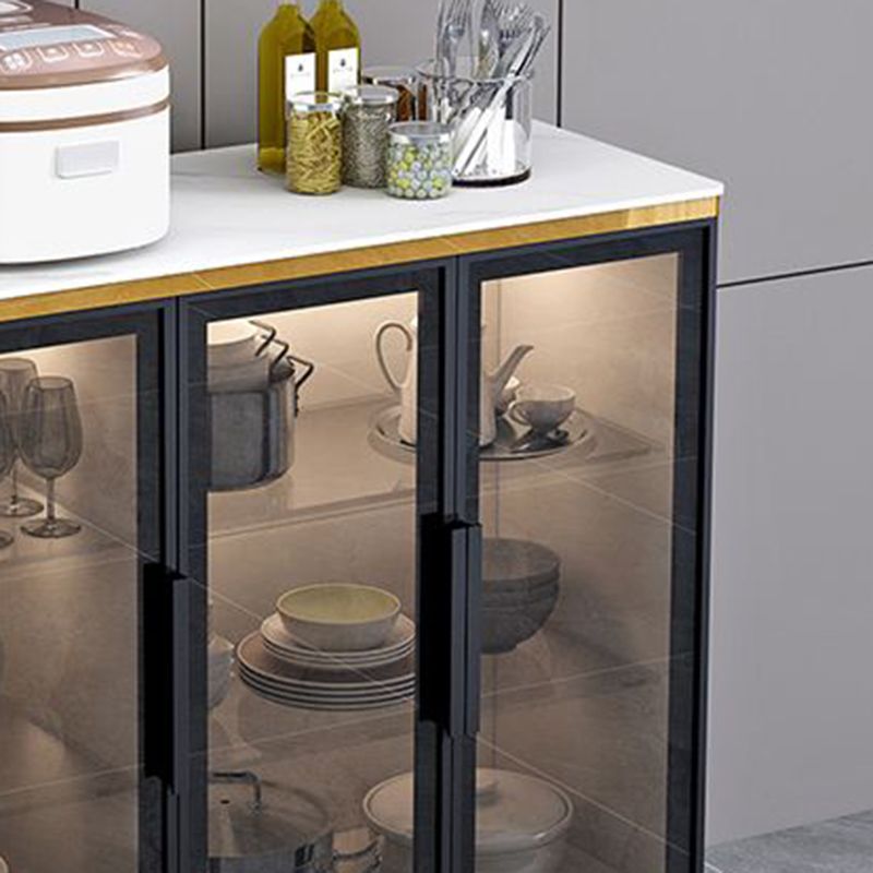 Modern Style Glass Doors Wood Sideboard Cabinet with Cabinets